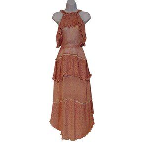 Antik Batik Anthropologie Dress Ruffle Tier Festival Boho Cottage Coquette Sheer